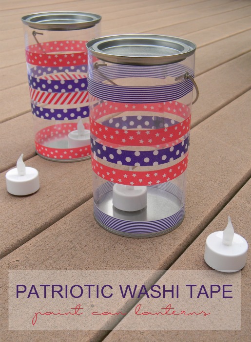 Patriotic Washi Tape Paint Can Lanterns