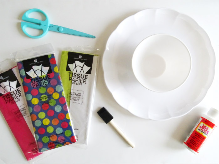 DIY Tissue Paper Decoupage Serving Dish