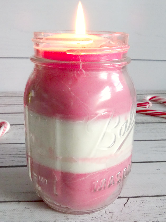 Sparkly Candy Cane Color-block Peppermint Candle