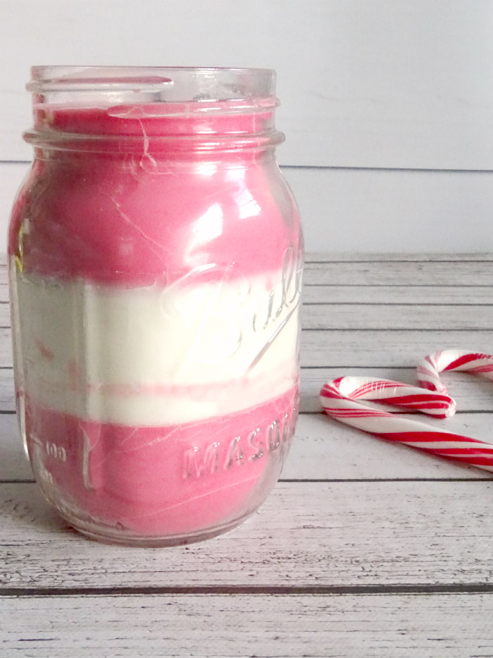 Sparkly Candy Cane Color-block Peppermint Candle