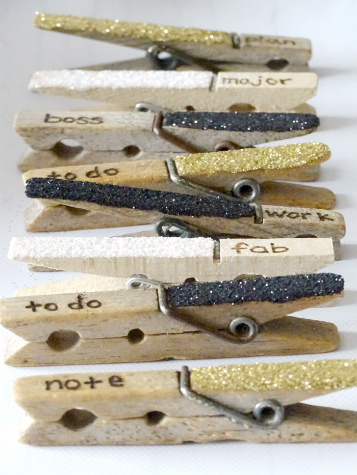 DIY Glitter Clothespin Planner Clips