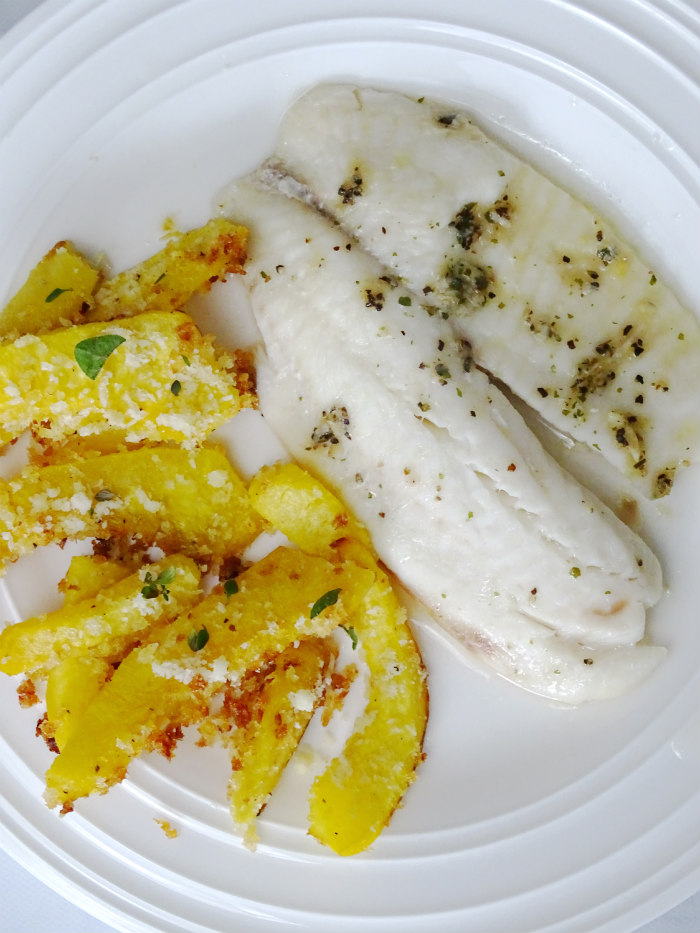 Parmesan Squash Fries with Easy Tilapia