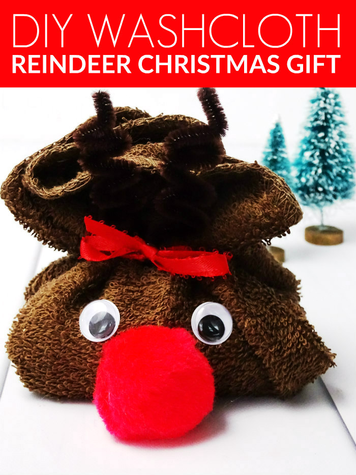 DIY Washcloth Reindeer Christmas Gift