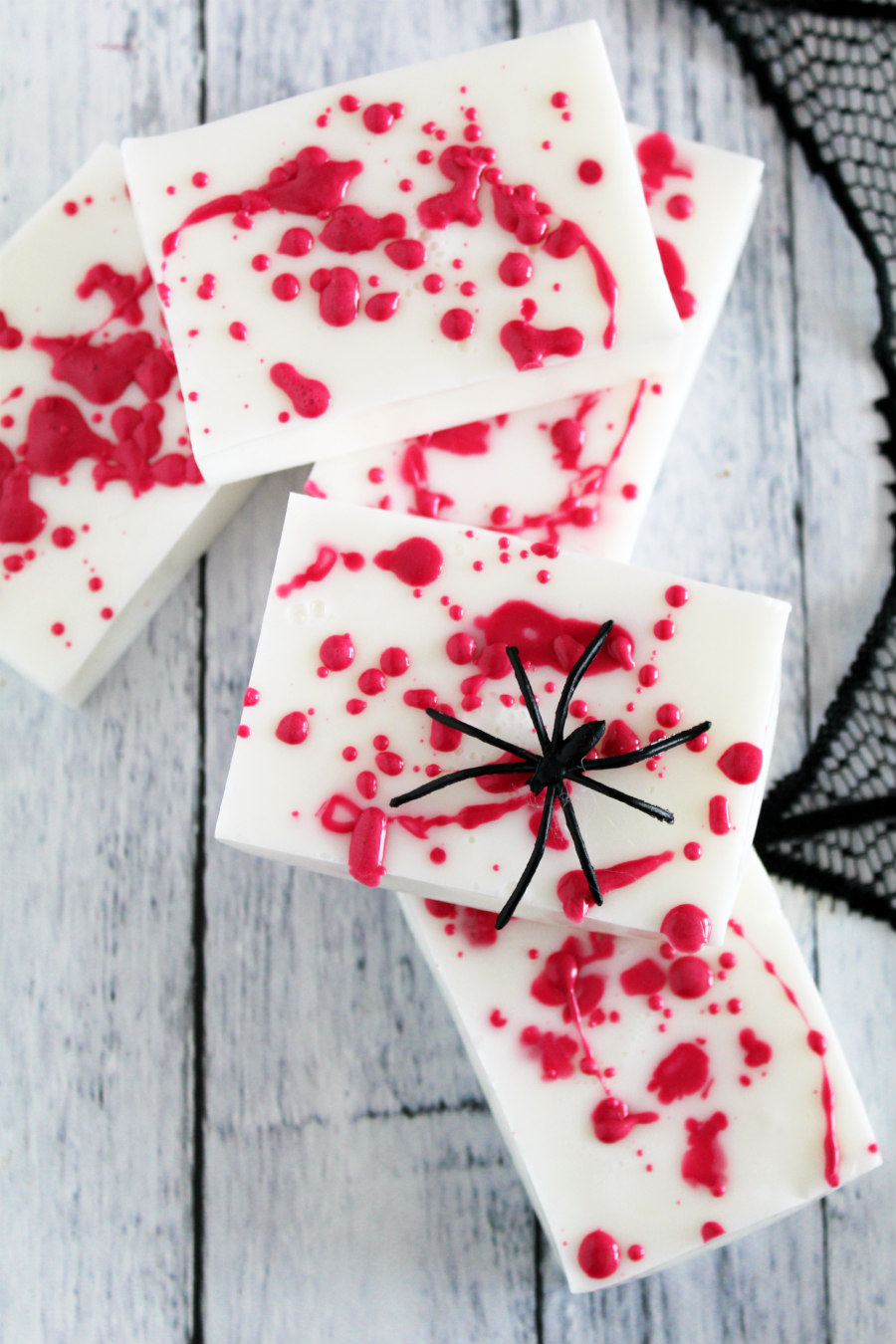 melt and pour halloween blood splatter soap