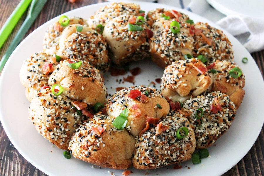 Everything Bagel Monkey Bread with Cream Cheese