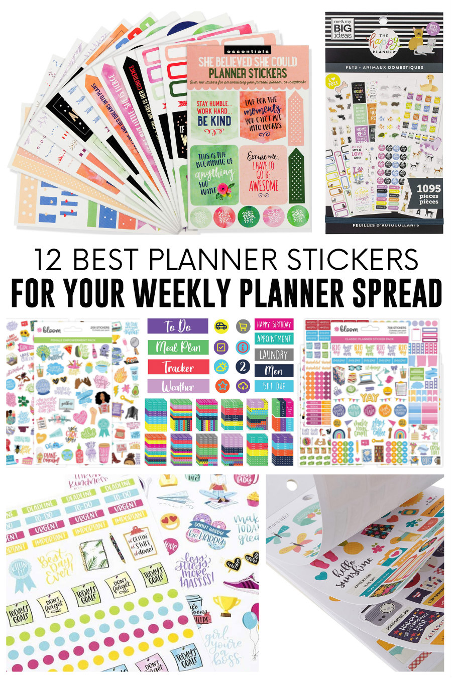 Mirida Planner Stickers Classic Pack for Budget 1867 Daily Icons and Inspirational Stickers for Adults Calendar Work and Holidays 