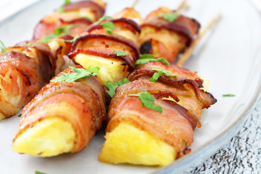 Easy Bacon Wrapped Pineapple Spears