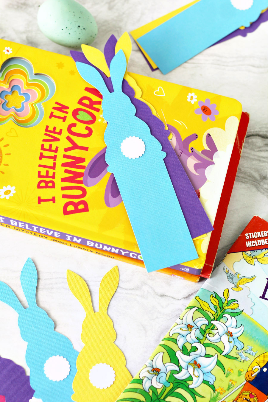 Easter Bunny Bookmarks and children's Easter books.