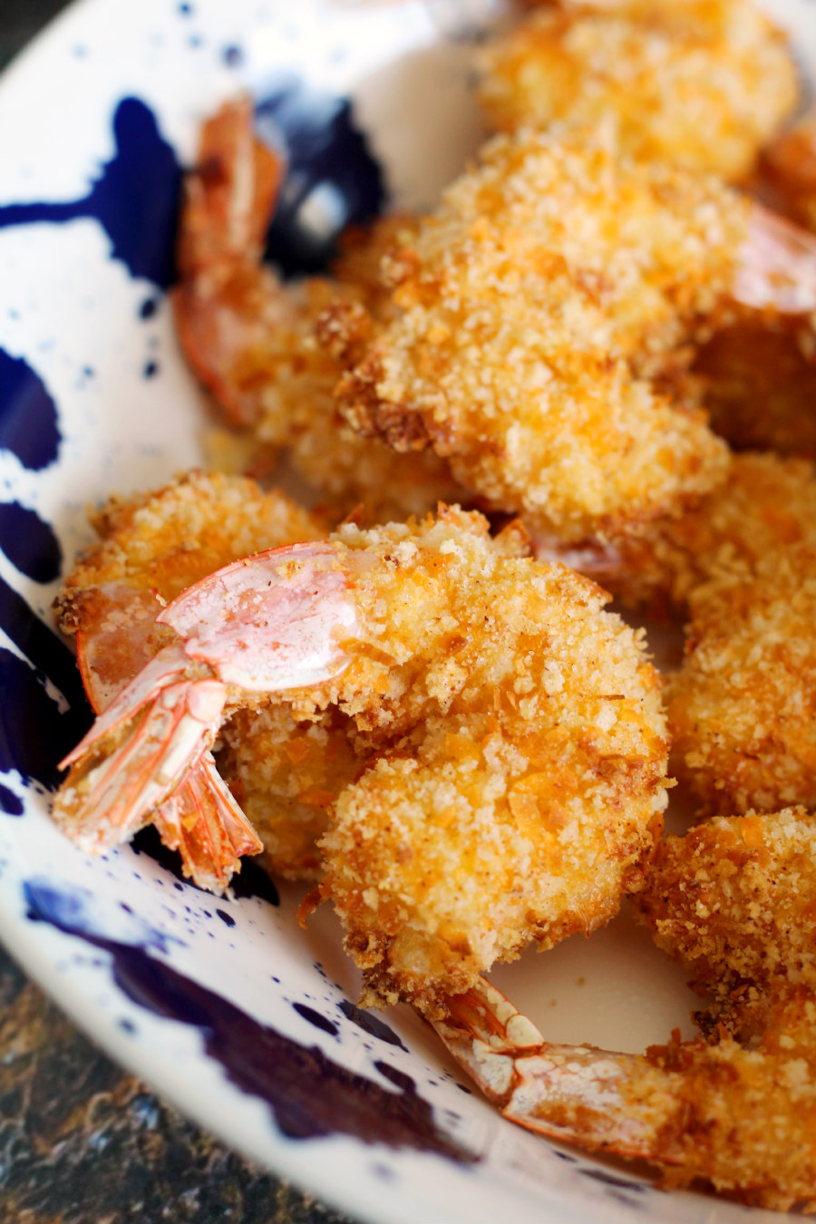 Close up of Air Fryer Coconut Shrimp in a dish.
