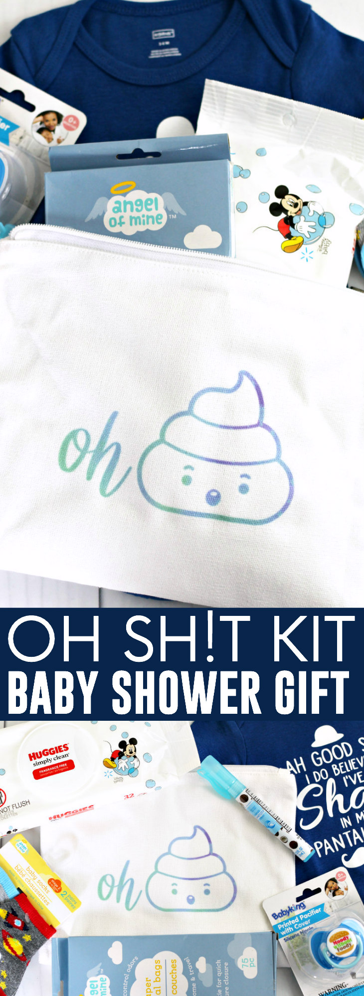 Oh Sh!t Kit Baby Shower Gift pinnable image.