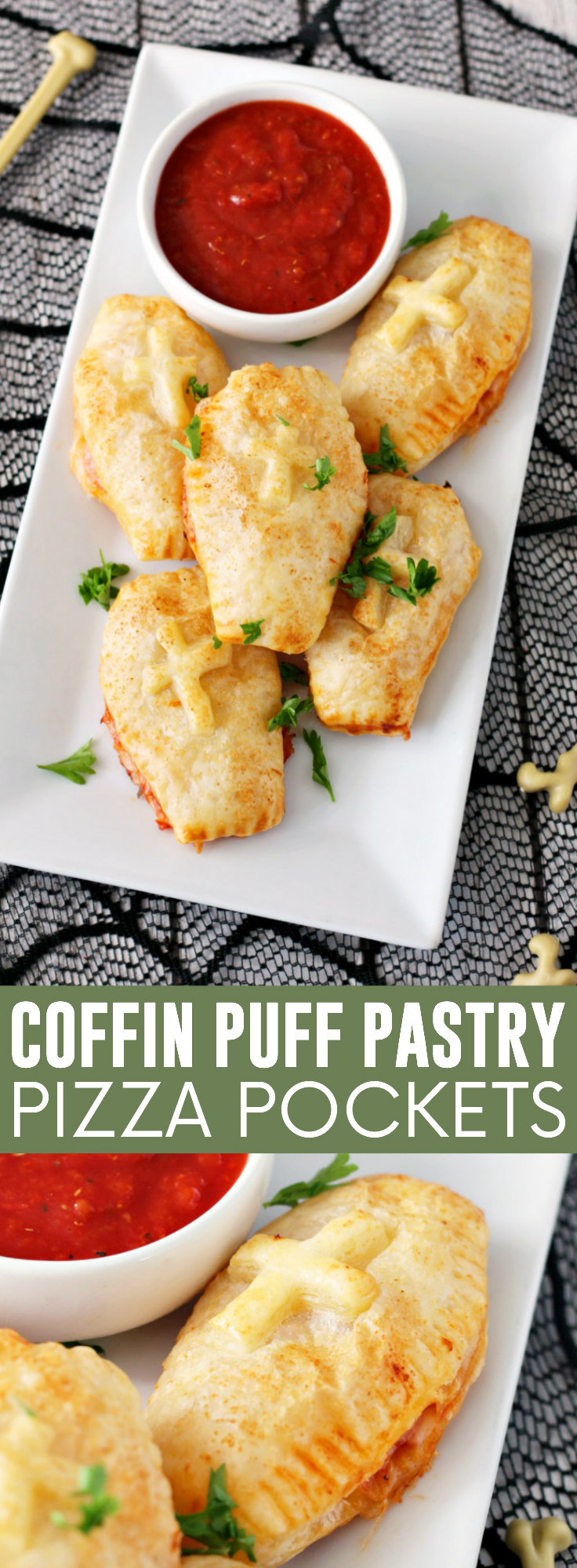 Coffin Puff Pastry Pizza Pockets pinnable image.