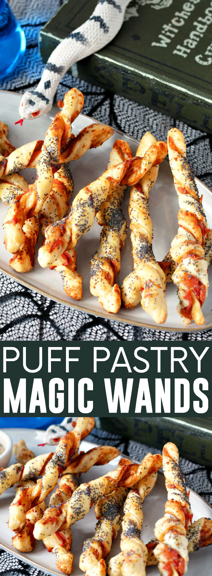 Puff Pastry Magic Wands pinnable image.